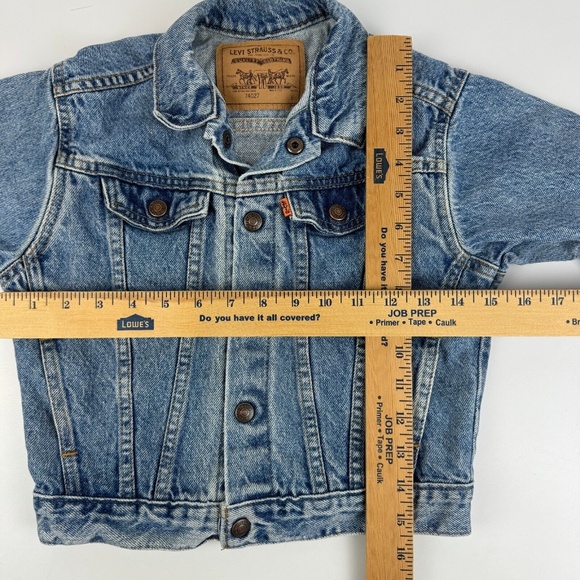 Vintage Little Levi's Orange Tab Kids Size 5 Denim Trucker Jacket Made in USA - Picture 5 of 11